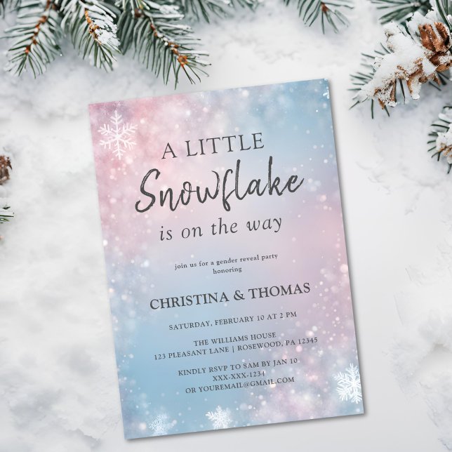 Winter Snowflake Gender Reveal Invitation (Creator Uploaded)