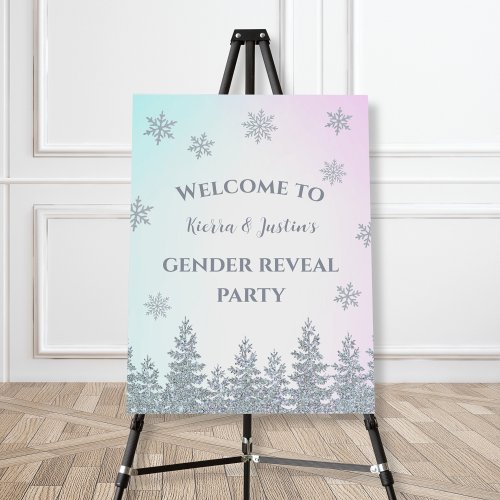 Winter Snowflake Gender Reveal Party Welcome Foam Board