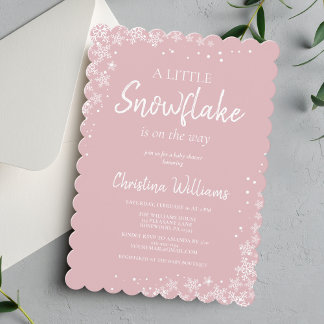 Winter Snowflake Girl Baby Shower Invitation