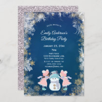 Winter Snowflake Girl Birthday Party Invitation