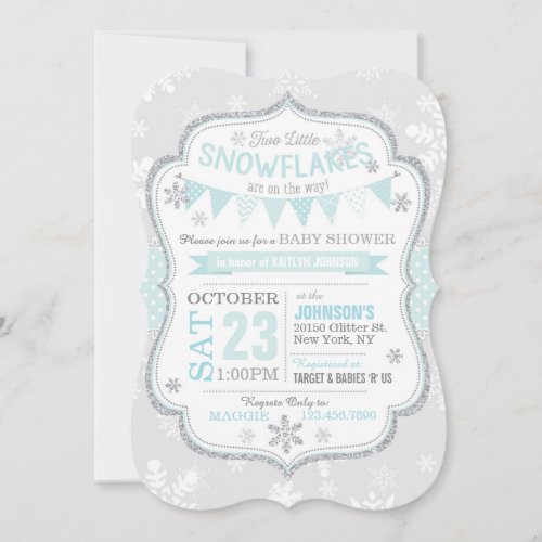 Winter Snowflake Glitter Baby Shower Invitation