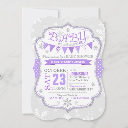 Winter Snowflake Glitter Baby Shower Invitation