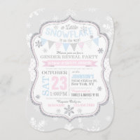 Winter Snowflake Glitter Gender Reveal Invitation