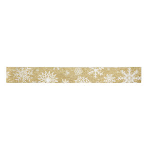 Winter Snowflake Gold Glitter Christmas Satin Ribbon