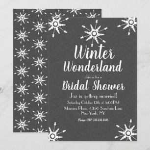 Winter Snowflake Gray Bridal Shower Invitation