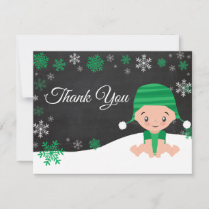 Winter Snowflake Green Thank You Card
