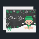 Winter Snowflake Green Thank You Card<br><div class="desc">Winter Snowflake Green Thank You Card. Green. Chalkboard Background. Black and White. Green Snowflake. Love and Thanks,  beautiful script font. Add your message on back or leave blank and hand write. For further customization,  please click the "Customize it" button and use our design tool to modify this template.</div>