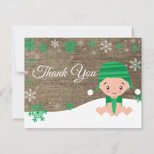 Winter Snowflake Green Thank You Card