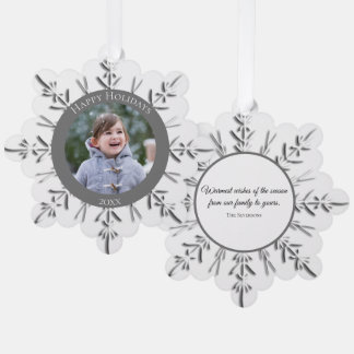 Winter Snowflake Happy Holidays Dated Ornament Card