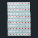 Winter Snowflake Hearts Towel<br><div class="desc">A gorgeous pattern of white snowflakes and red hearts on a winter blue background. Designed for you by Evco Studio.</div>