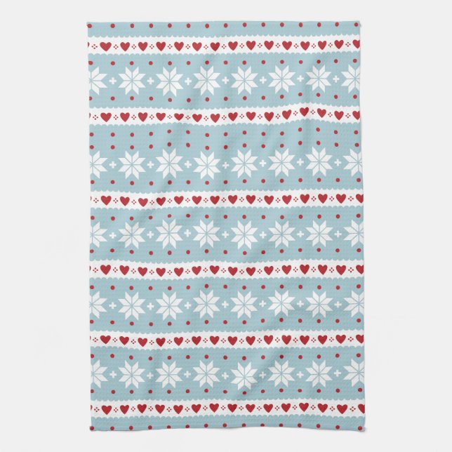 Winter Snowflake Hearts Towel (Vertical)