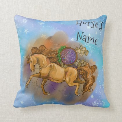 Winter Snowflake Horse Dreamcatcher Throw Pillow