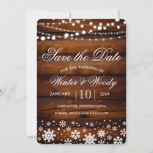 Winter Snowflake Lights Save the Date Invitation