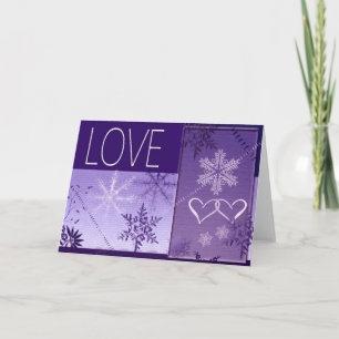 Winter Snowflake Love in purple Holiday Card