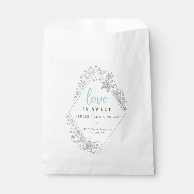 Winter Snowflake Love is Sweet Favors Bag (Front)