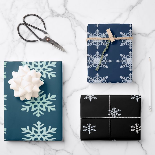 Winter Snowflake Magic Cozy Elegant Wrapping Paper Sheets (Front)
