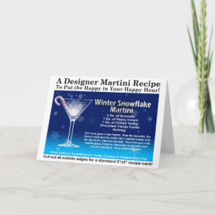 WINTER SNOWFLAKE MARTINI RECIPE GREETING CARD