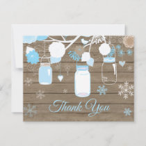 Winter Snowflake Mason Jar Blue Thank You Card