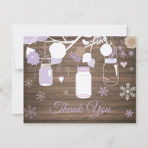 Winter Snowflake Mason Jar Purple Thank You Card