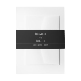 Winter Snowflake Minimalist Monochrome Wedding  Invitation Belly Band