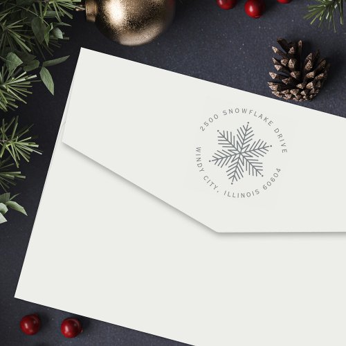 Winter Snowflake Modern Holiday Address Self_inking Stamp