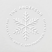 Winter Snowflake Modern Round Return Address