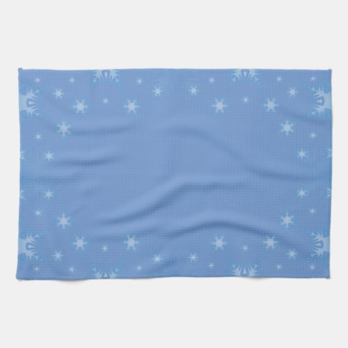 Winter Snowflake on Dusky Blue All_Over Print Gift Kitchen Towel