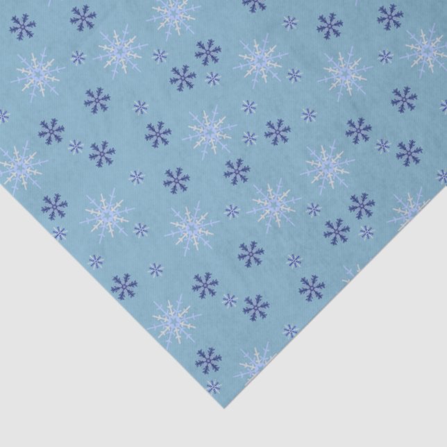 Winter Snowflake Pattern Blue Tissue Paper (Detail)