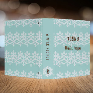 Winter Snowflake Pattern Christmas Recipe Binder