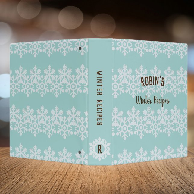 Winter Snowflake Pattern Christmas Recipe Binder (Festive recipes need somewhere to live in your holiday kitchen. Just add your name)