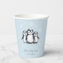 Winter Snowflake Penguin Baby Shower Paper Cups