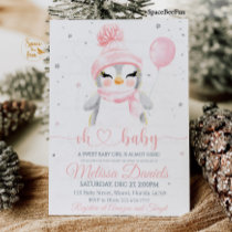 Winter Snowflake Penguin Invitation Baby Shower