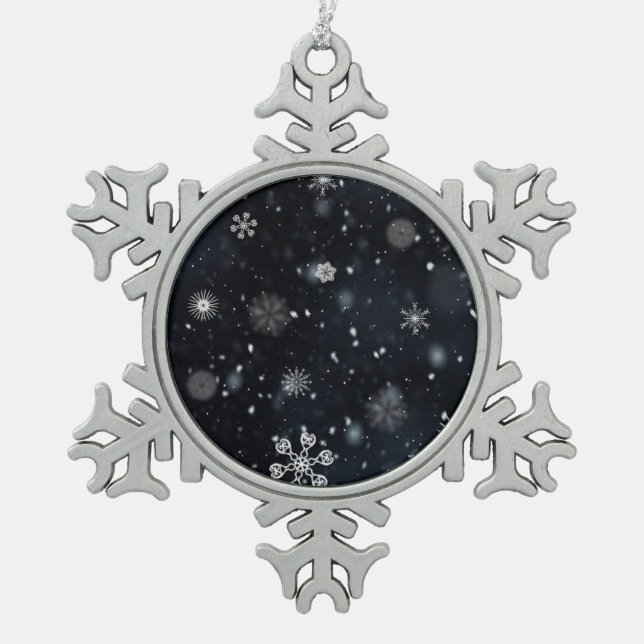 Winter snowflake pewter christmas ornament (Front)