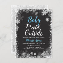 Winter Snowflake Photo Boy Baby Shower Invitation Postcard