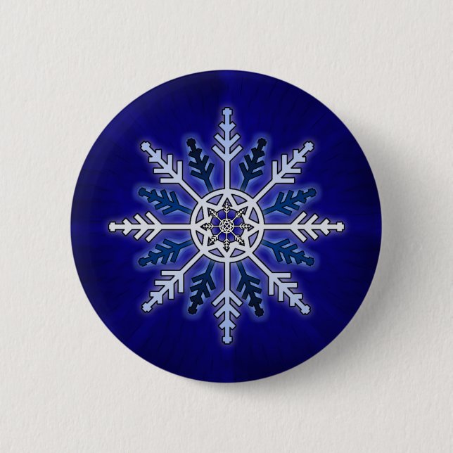Winter Snowflake Pinback Button (Front)