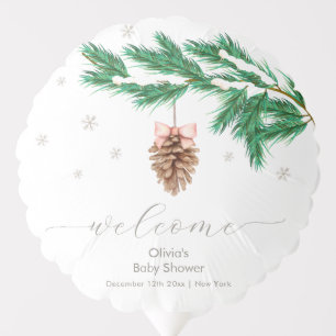 Winter Snowflake Pine cone Baby Shower Welcome Balloon