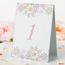 Winter Snowflake Pink and Gold Baby Shower Table N Tent