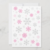 Winter Snowflake Pink and Silver Girl Birthday Invitation (Back)