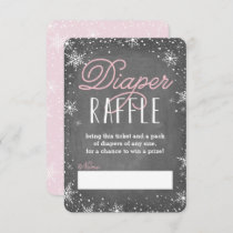 Winter Snowflake Pink Baby Diaper Raffle Ticket Invitation