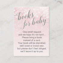 Winter Snowflake Pink Baby Shower Book Request Enclosure Card