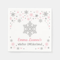 Winter Snowflake Pink Silver Birthday Baby Shower