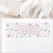 Winter Snowflake Pink Silver Birthday Party Shower Label (Insitu)