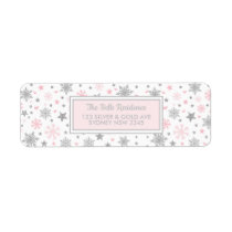 Winter Snowflake Pink Silver Birthday Party Shower Label