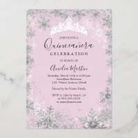 Winter Snowflake Pink Silver Quinceanera