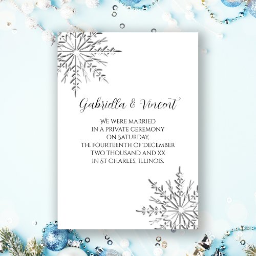 Snowflake Private Marriage / Elopement Custom Invitations