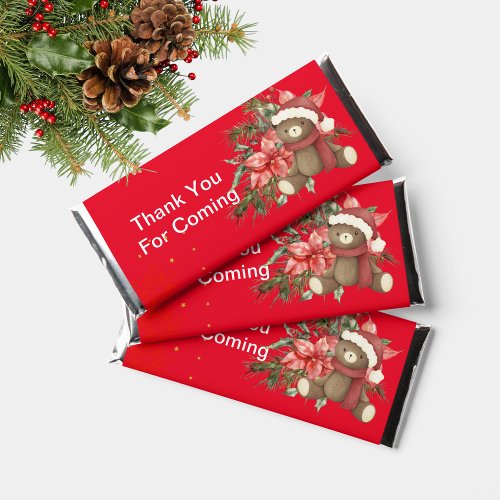 Winter snowflake red poinsettia Candy Wrapper Hershey Bar Favors