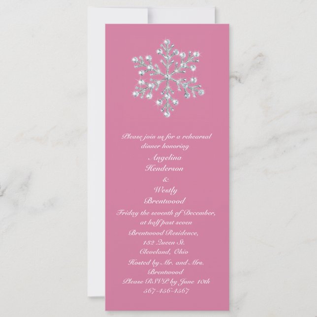 Winter Snowflake Rehearsal Dinner Invitation (Front)
