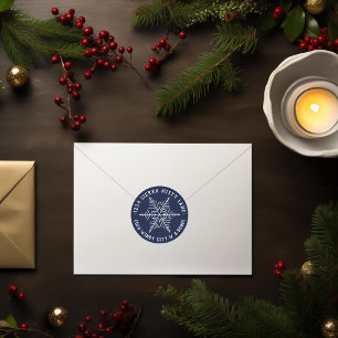 Winter Snowflake Return Address Classic Round Sticker