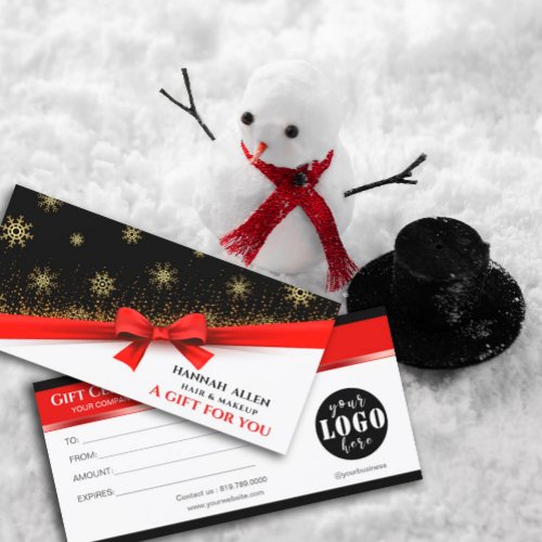 Winter Snowflake Satin Ribbon Red Gift Certificate