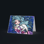 Winter Snowflake Seal Mermaid Fantasy Art Card<br><div class="desc">This greeting card was designed and created featuring the original,  hand painted fantasy art of Hannah Lynn. To learn more about this artist,  visit hannahlynnart.com.</div>